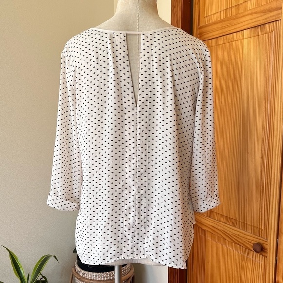 Monk & Lou Small Off White High Low Blouse Office Professional Cuffed Sleeves - Picture 4 of 9
